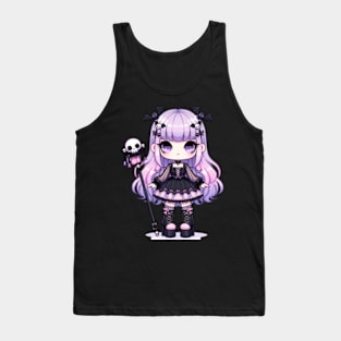 Chibi Pastel Goth Girl Lilac Kawaii Anime Creepy Cute Tank Top